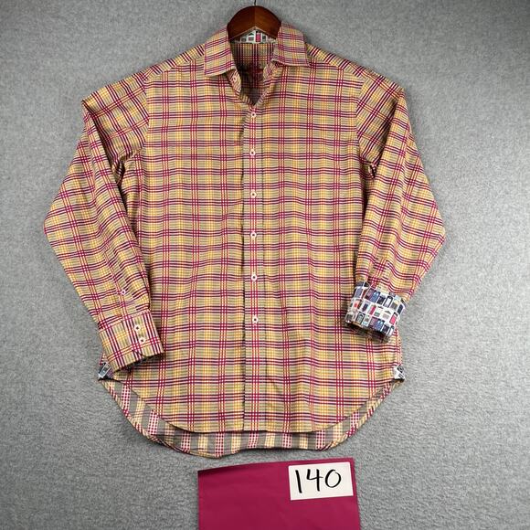 Robert Graham Other - Robert Graham Colorful Plaid Shirt Flip Cuff Red Yellow Casual Classic Mens